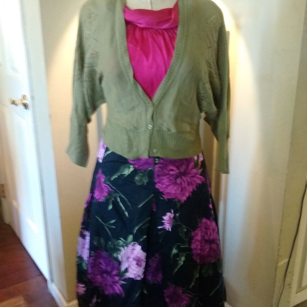 Mossy Green Beaded & Crochet Shrug